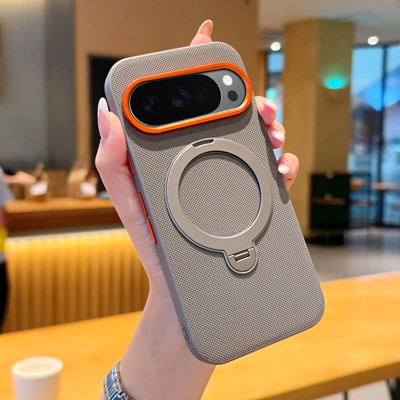 Google Pixel 9 - Funda Magnética Texturizada con Soporte Giratorio