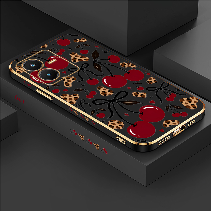 Vivo Y28 - Funda con estampado de cerezas para